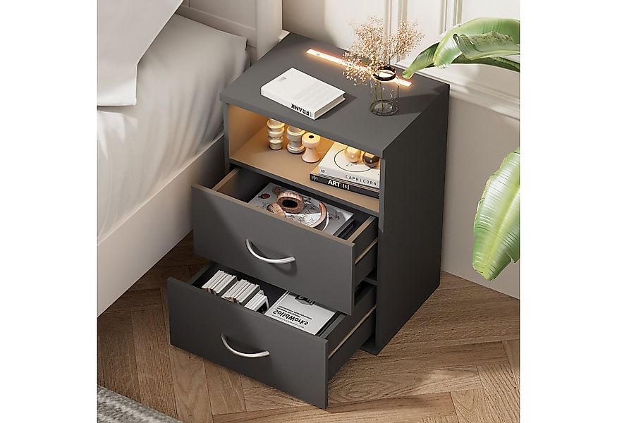 Casaria Nachttisch Jamie (2-St), mit Touch LED Beleuchtung 40x28x55cm Dimmb günstig online kaufen