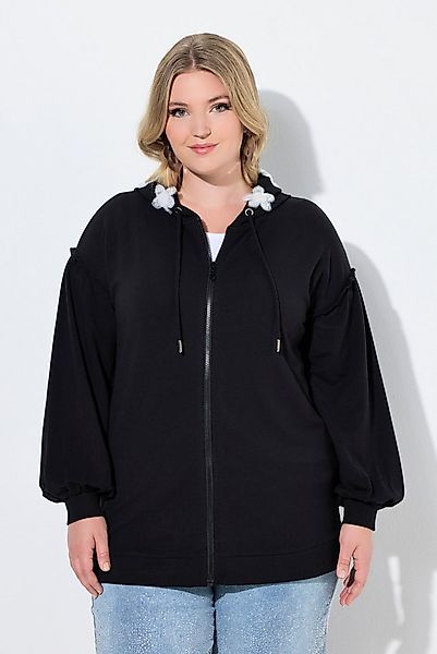 MIAMODA Sweatjacke Sweatjacke Loose Fit Kapuze mit Glitzer-Blüten günstig online kaufen