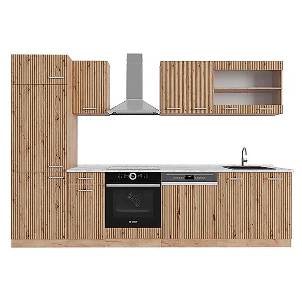 Vicco R-Line Küchenzeile Artisan-Eiche/Goldkraft Eiche 300 cm AP Marmor ohn günstig online kaufen