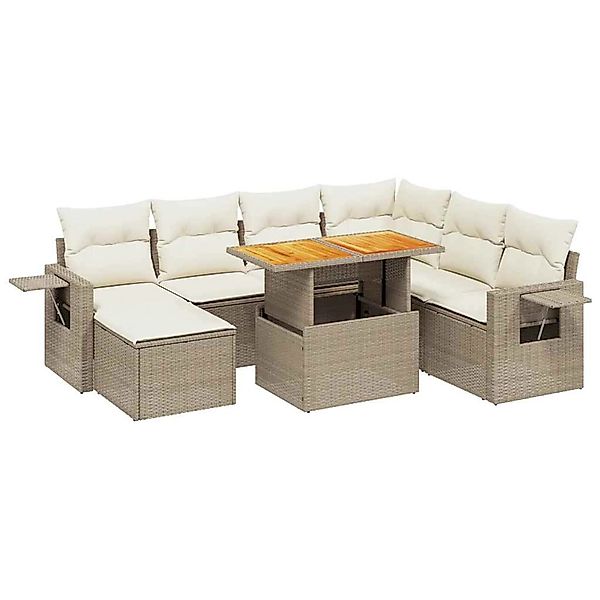 vidaXL 8-Tlg Garten-Sofagarnitur mit Kissen Beige Poly Rattan 3275718 günstig online kaufen