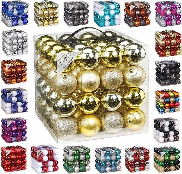 JACK Christbaumschmuck 64x Kunststoff Christbaumkugeln Ø 6cm Baum Kugeln in günstig online kaufen