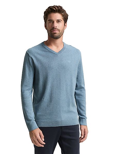 TOM TAILOR V-Ausschnitt-Pullover mit kleiner Logo-Stickerei günstig online kaufen