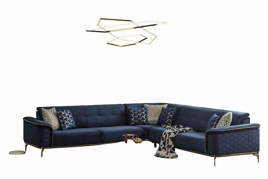 JVmoebel Ecksofa Luxus Ecksofa Royal Blaue Samt Couch Eckgarnitur günstig online kaufen