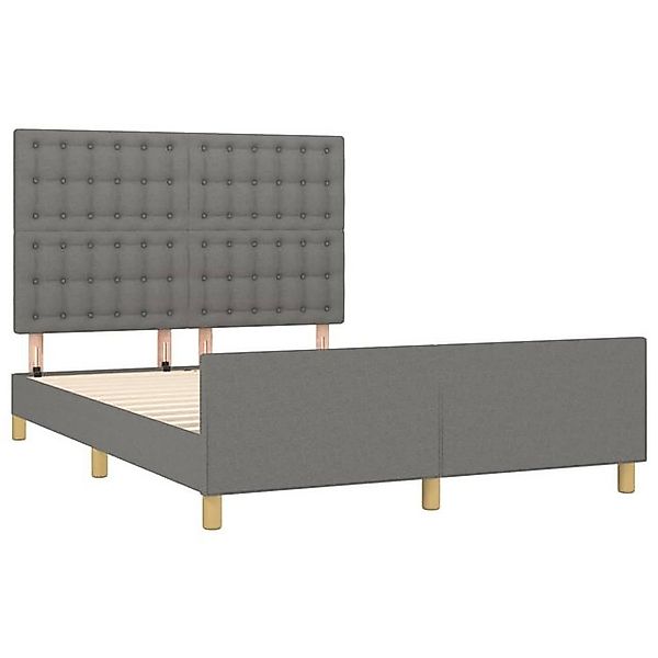 vidaXL Bettgestell Bettrahmen mit Kopfteil Dunkelgrau 140x190 cm Stoff Bett günstig online kaufen