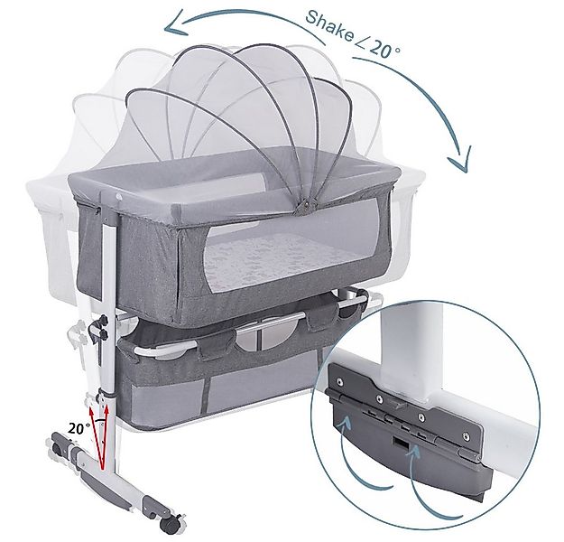 JEOBEST Babybett Beistellbett Baby Bettseitiger Bassinet für Neugeborene Tr günstig online kaufen