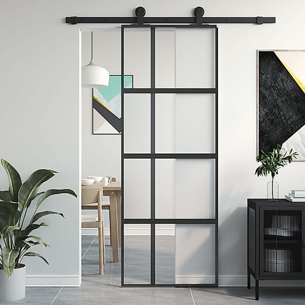 vidaXL Haustür Schiebetür Schwarz 76x205 cm günstig online kaufen