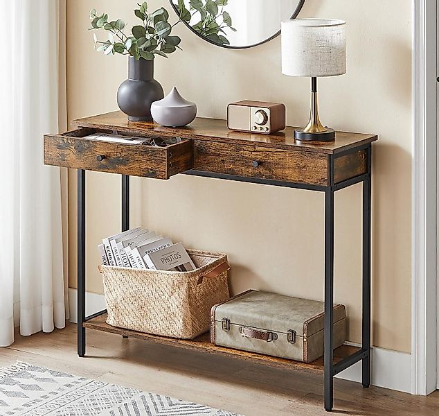 VASAGLE Konsolentisch, Flurtisch, Beistelltisch, Sofatisch mit 2 Schubladen günstig online kaufen