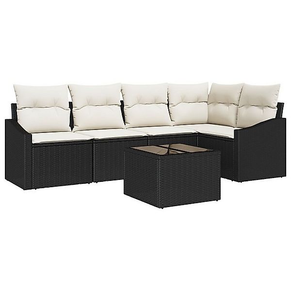 vidaXL Loungesofa 5-teiliges Garten Sofa Set mit Kissen Braun Poly Rattan, günstig online kaufen