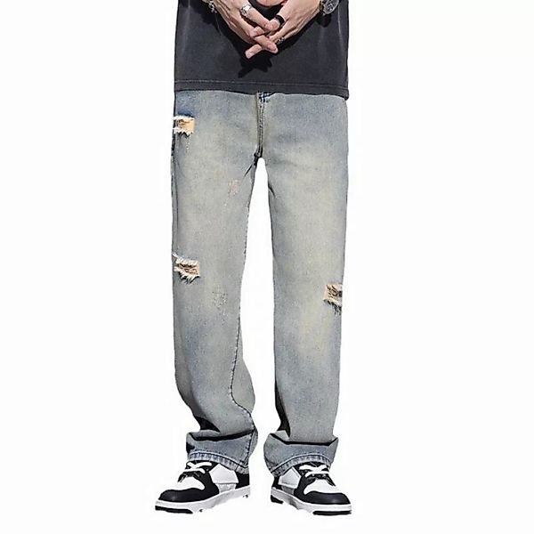 KIKI Dehnbund-Jeans Loose Straight Dragline Wide Leg Jeans Herrenhosen günstig online kaufen
