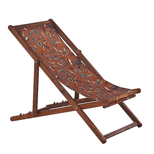 Beliani Gartenliege Rot Dunkler Holzfarbton Dunkler Holzfarbton Weiss 97x54 günstig online kaufen