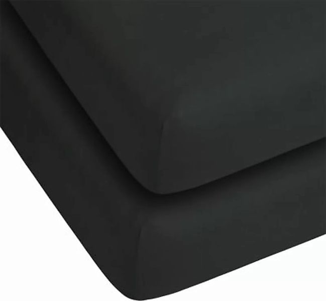 Aspero® 2 x Spannbettlaken aus Baumwolle Bettlaken schwarz Gr. 180-200 x 20 günstig online kaufen