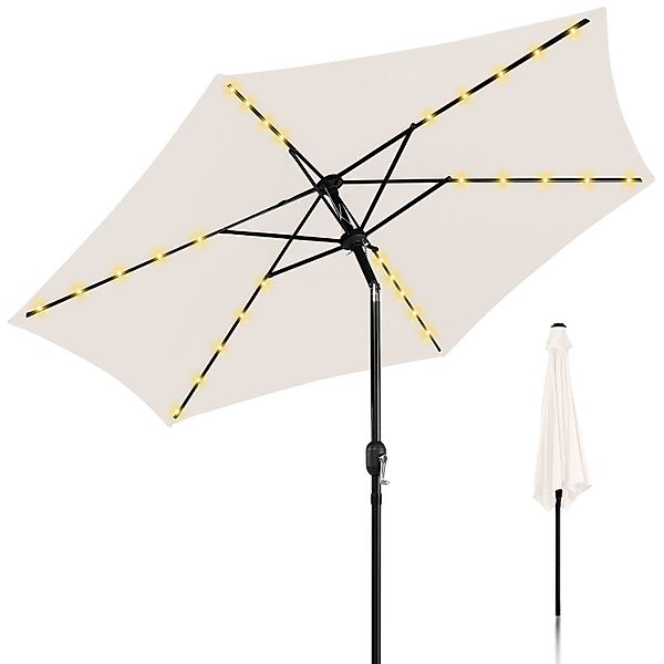 Clanmacy Sonnenschirm Ø270cm Gartenschirm LED Balkonschirm günstig online kaufen