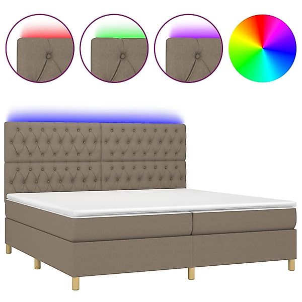 vidaXL Boxspringbett mit Matratze & LED Taupe 200x200 cm Stoff 3135705 günstig online kaufen