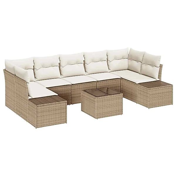 vidaXL Garten-Sofa-Set 8-Tlg Beige Poly Rattan 3346981 günstig online kaufen