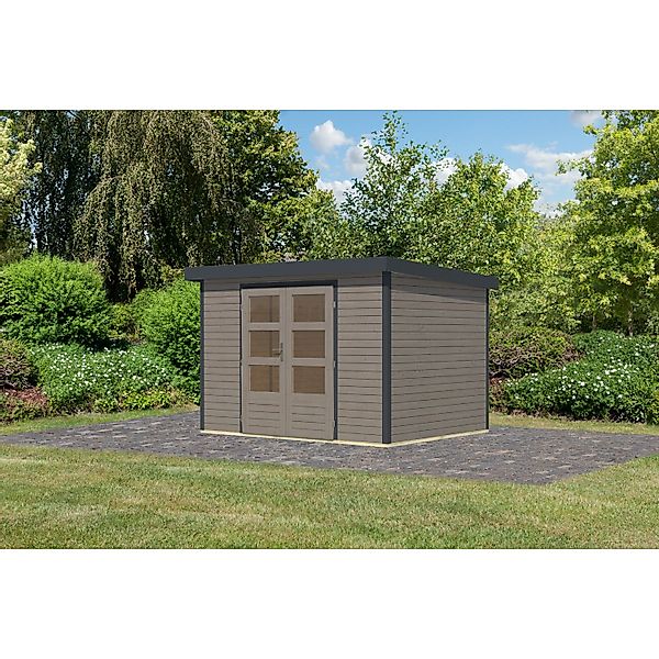 Karibu Gartenhaus Diego 4 D Wassergrau/Anthrazit 209 x 298 x 213 cm günstig online kaufen