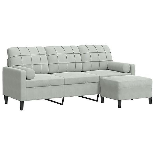 vidaXL Sofa 3-Sitzer-Sofa mit Hocker Hellgrau günstig online kaufen