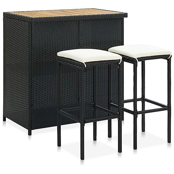 vidaXL Essgruppe 3-tlg. Bar-Set Poly Rattan günstig online kaufen