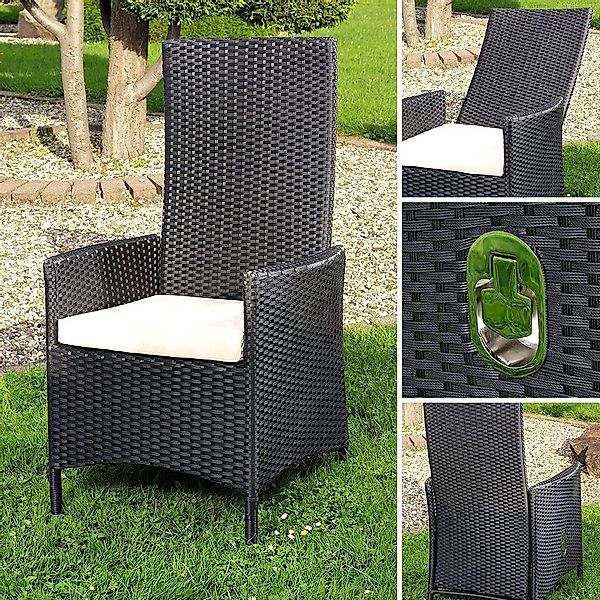 Melko Gartenstuhl Hochlehner Rattansessel Kissen Polyrattan günstig online kaufen