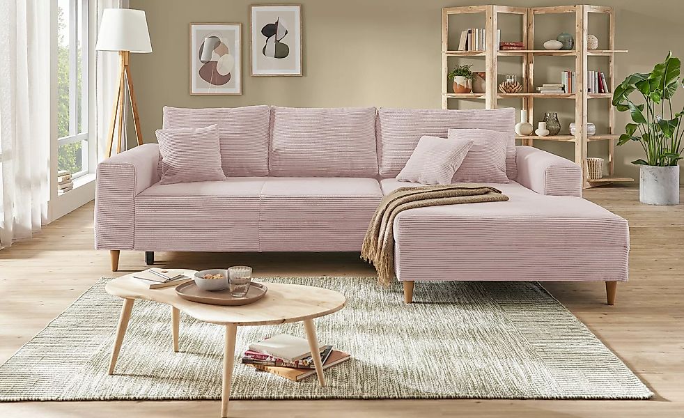 Ecksofa mit Schlaffunktion  Benedita ¦ rosa/pink ¦ Maße (cm): B: 275 H: 91 günstig online kaufen