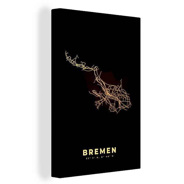 OneMillionCanvasses® Leinwandbild Karte - Bremen - günstig online kaufen