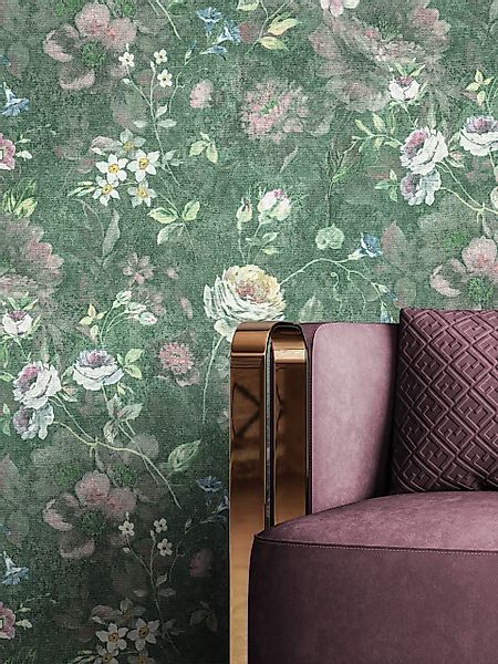 Newroom Vliestapete, Grün Tapete Floral Blumen günstig online kaufen