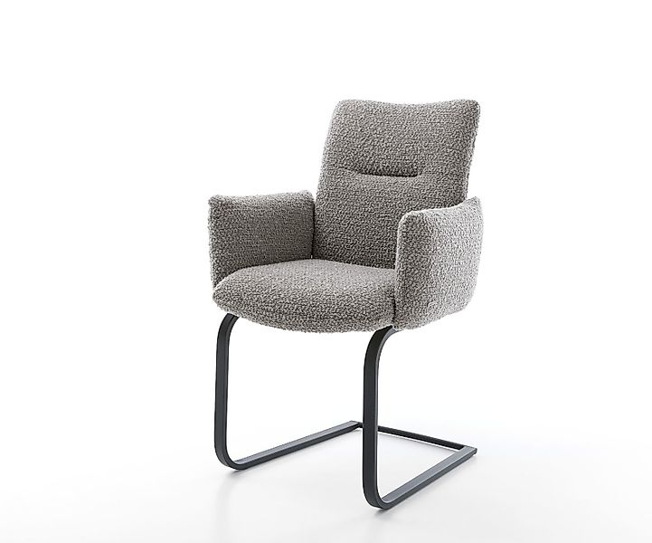 DELIFE Polsterstuhl Jova-Flex, mit Armlehnen Freischwinger flach Schwarz Bo günstig online kaufen