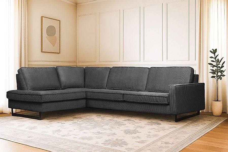 Home affaire Ecksofa »Pinto, 290 cm, Cord, Chenille, Lederoptik, Ottomane l günstig online kaufen