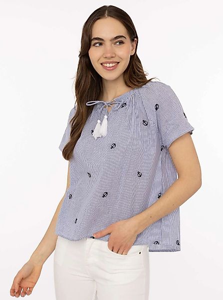 Zwillingsherz Kurzarmbluse ""Stripe & Stitch"" Kurzarm, mit Stickerei, Tunn günstig online kaufen