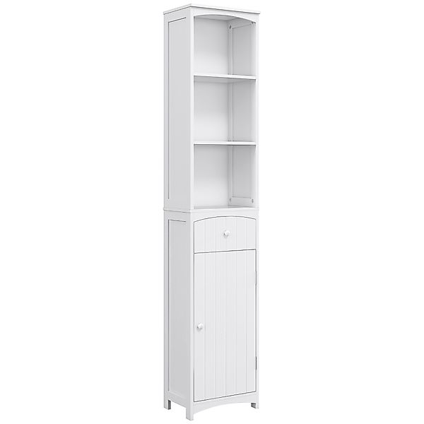 HOMCOM Badezimmerschrank Hochschrank Badregal 34x24x170cm, MDF in Weiß, ele günstig online kaufen