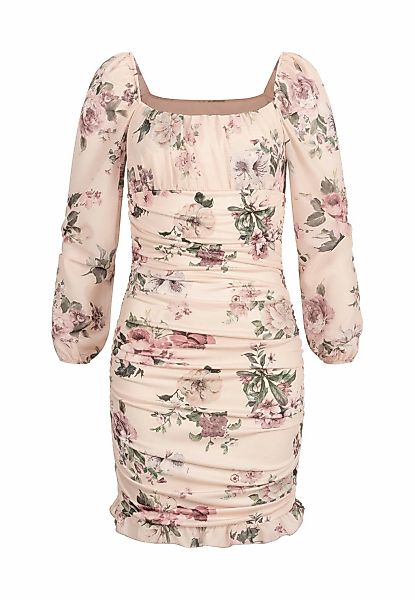 CLOUD 5IVE Shirtkleid "CLOUD 5IVE Rüschen Kleid mit Blumenprint & Raffung" günstig online kaufen