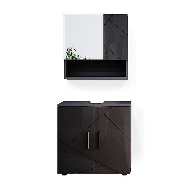 Vicco Badmöbel-Set Irma, Anthrazit Hochglanz, 2 Teile, Unterschrank 60 cm, günstig online kaufen
