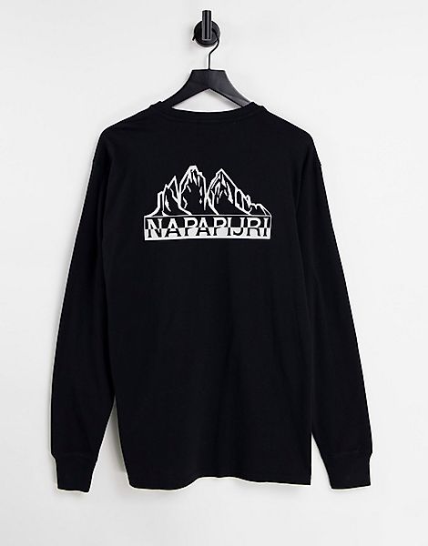Napapijri – Saretine – Langärmliges Shirt in Schwarz mit Rückenprint günstig online kaufen