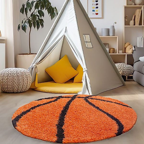 Carpettex Kinderteppich Basketball Design, Rund, Höhe: günstig online kaufen