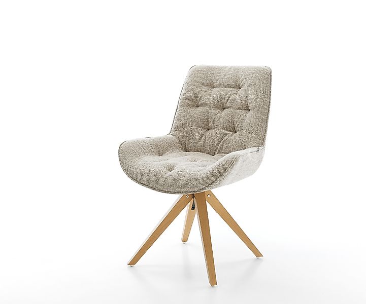 Drehstuhl Taimi-Flex Webstoff Soft Beige Holzgestell kantig Natur 180° dreh günstig online kaufen