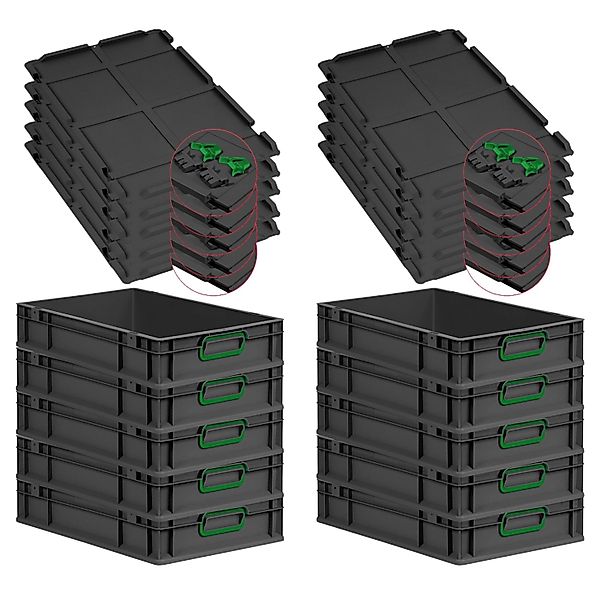 PROREGAL SuperSparSet 10x Eurobox Nextgen Color Mit Scharnierdeckel HxBxT 1 günstig online kaufen