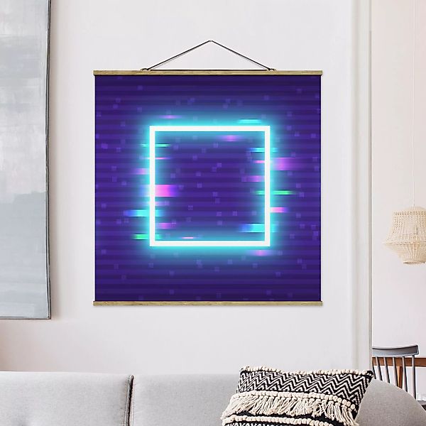 Stoffbild mit Posterleisten Geometrisches Quadrat in Neonfarben günstig online kaufen
