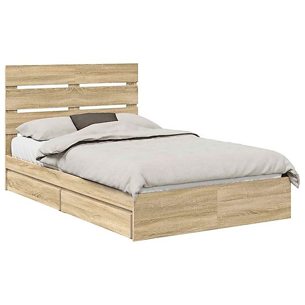 vidaXL Stauraumbett Sonoma-Eiche 120 x 200 cm Holzwerkstoff 3411909 günstig online kaufen