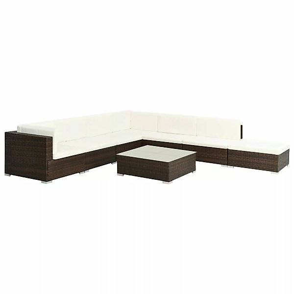 8-tlg. Garten-lounge-set Mit Auflagen Poly Rattan Braun günstig online kaufen