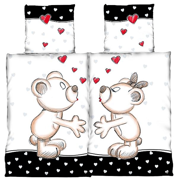 One Home Partnerbettwäsche Bärchen in Love, günstig online kaufen