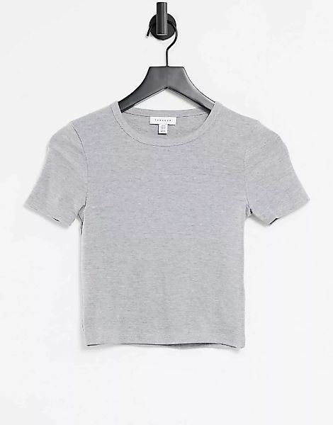 Topshop – Everyday – Kurz geschnittenes T-Shirt in Kalkgrau günstig online kaufen