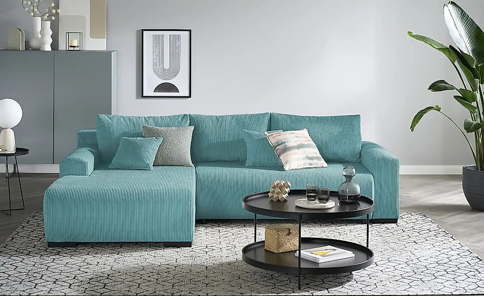 smart Ecksofa  Nelly ¦ türkis/petrol ¦ Maße (cm): B: 270 H: 85 T: 185.0 Pol günstig online kaufen