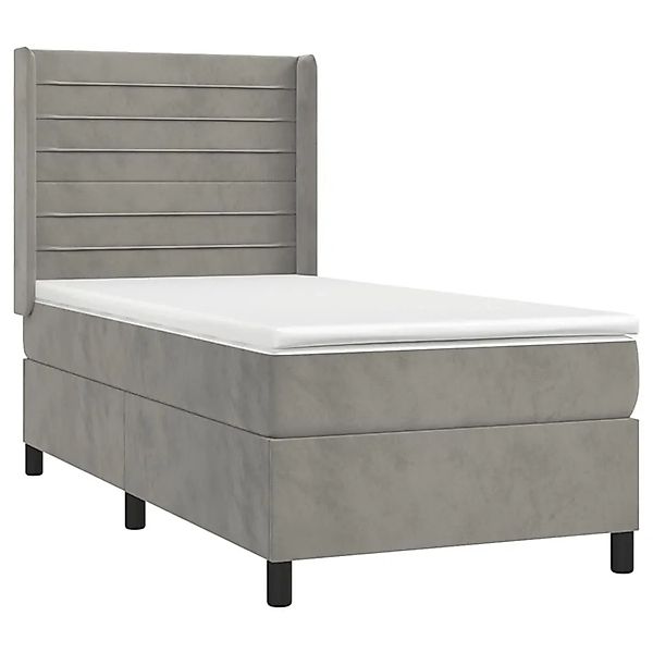 vidaXL Boxspringbett mit Matratze Hellgrau 100x200 cm Samt 3132723 günstig online kaufen