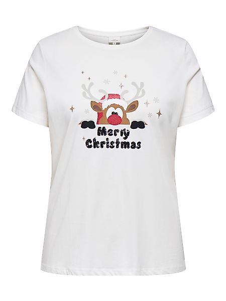 ONLY CARMAKOMA Kurzarmshirt CARXMAS HOLIDAY O-NECK günstig online kaufen