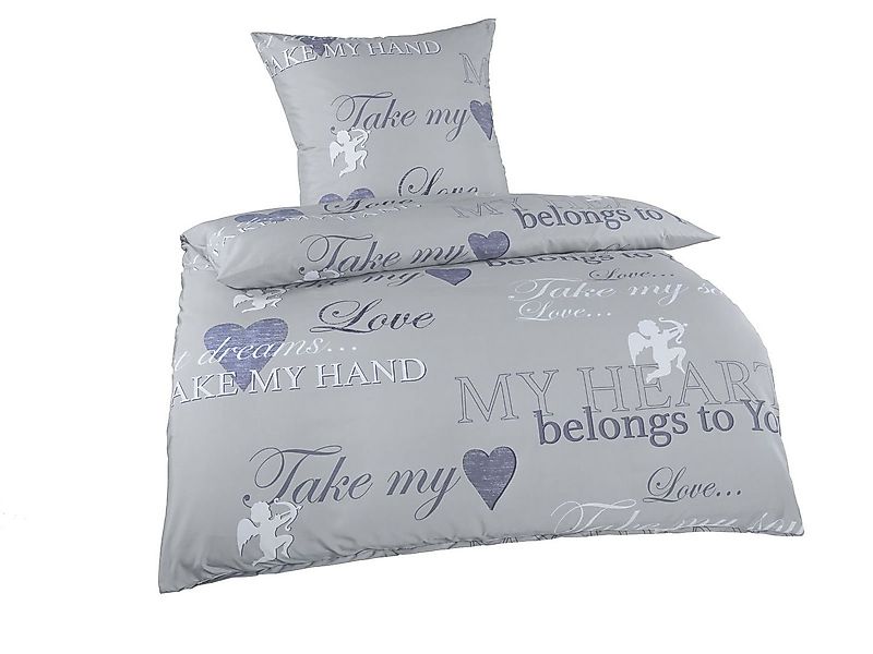Optidream Bettwäsche Set Mikrofaser 135x200 Polyester Amor grau, Mikrofaser günstig online kaufen