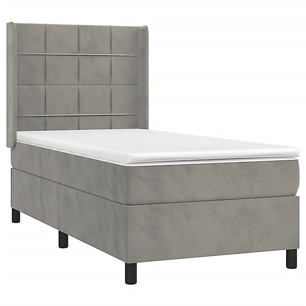 vidaXL Boxspringbett mit Matratze & LED Hellgrau 80x200 cm Samt 3139529 günstig online kaufen