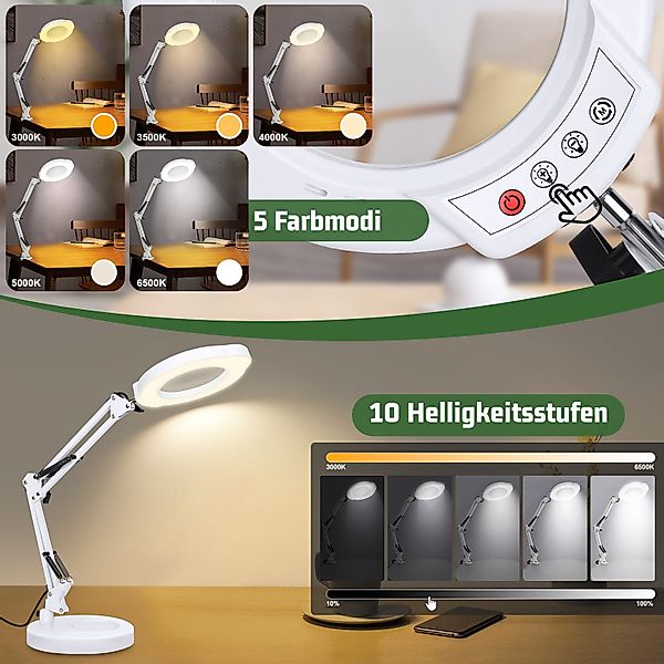 QUBEBU LED Schreibtischlampe 10X Lupe LED günstig online kaufen