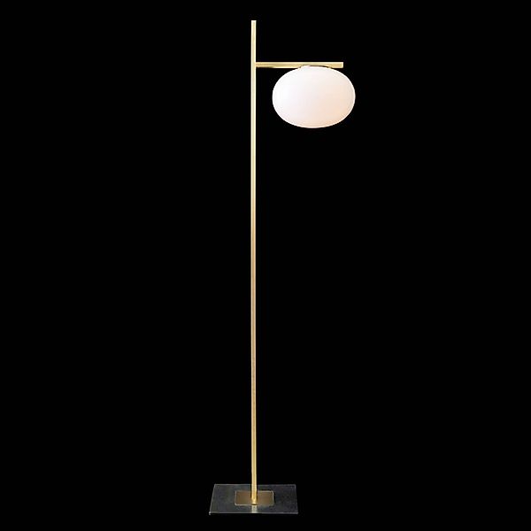 Oluce Stehleuchte Alba, messingfarben/opal, 1-fl., Dimmer günstig online kaufen