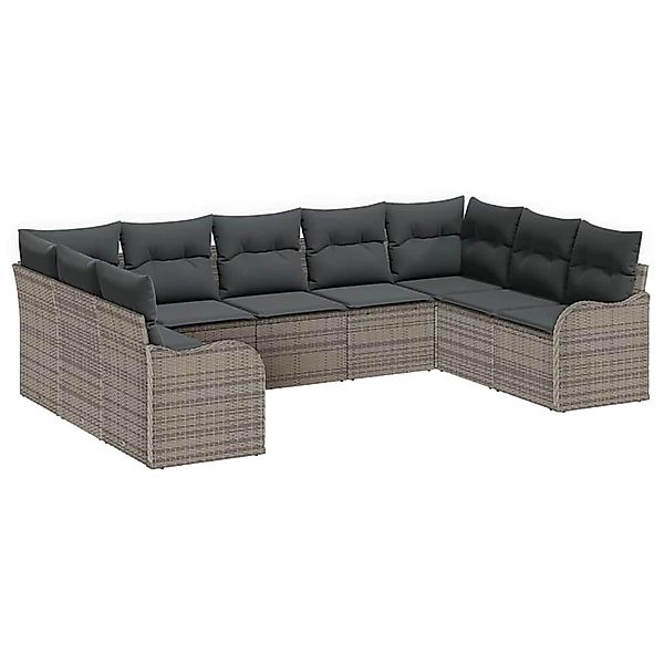 vidaXL Garten-Sofa-Set mit Kissen 9-Tlg Grau Poly Rattan 3354528 günstig online kaufen