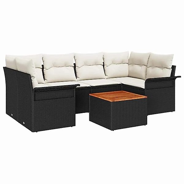 vidaXL Gartensofa-Set mit Speicher 7 Stk Schwarz und Creme Poly-Rattan 3355 günstig online kaufen