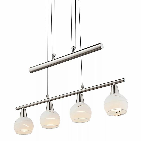 Pendellampe Elliott, Länge 60 cm, nickel matt, Metall/Glas günstig online kaufen